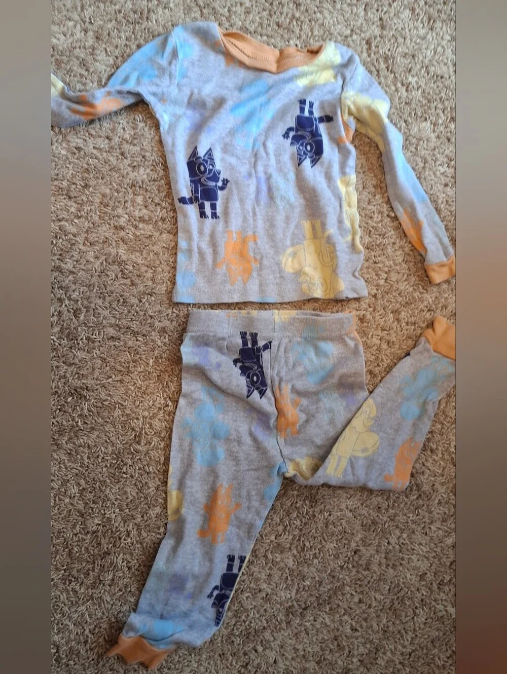 Bluey Kids Character Pajama Set with Yellow & Orange Prints